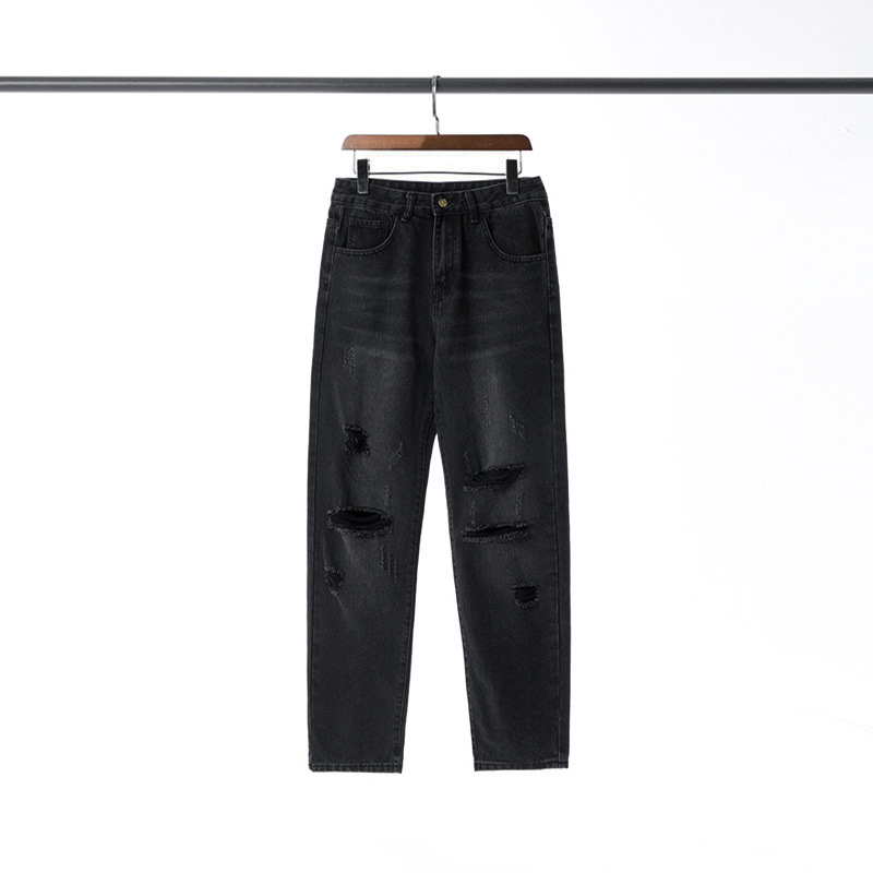 Classic Washed Old Knife Ripped Denim Length