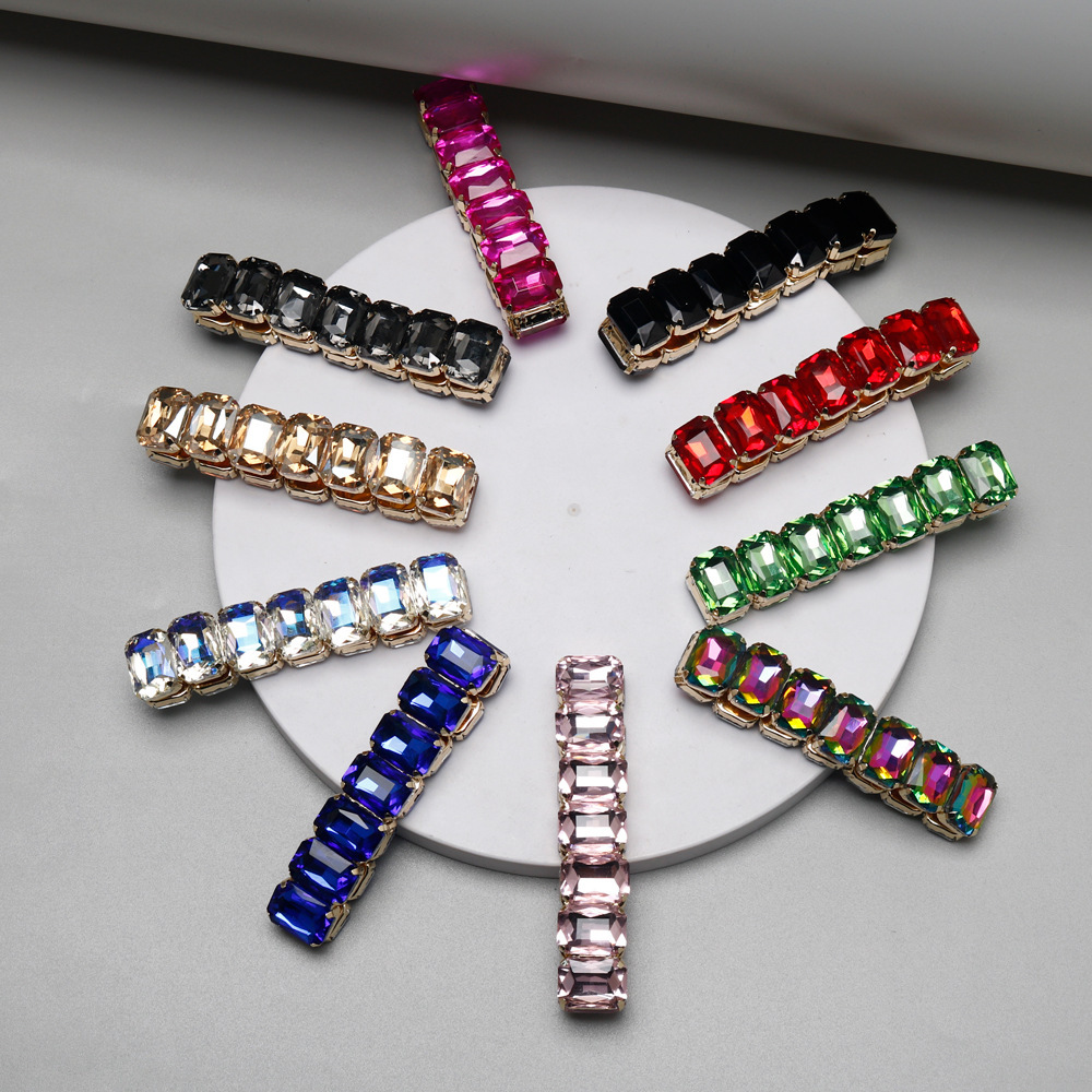 Colorful Square-shaped Fully Paved Multi-colored Stretch Crystal Bracelet