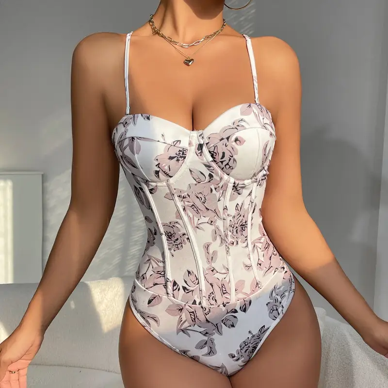 Womens Retro-Print Slim-Fit Camisole Jumpsuit