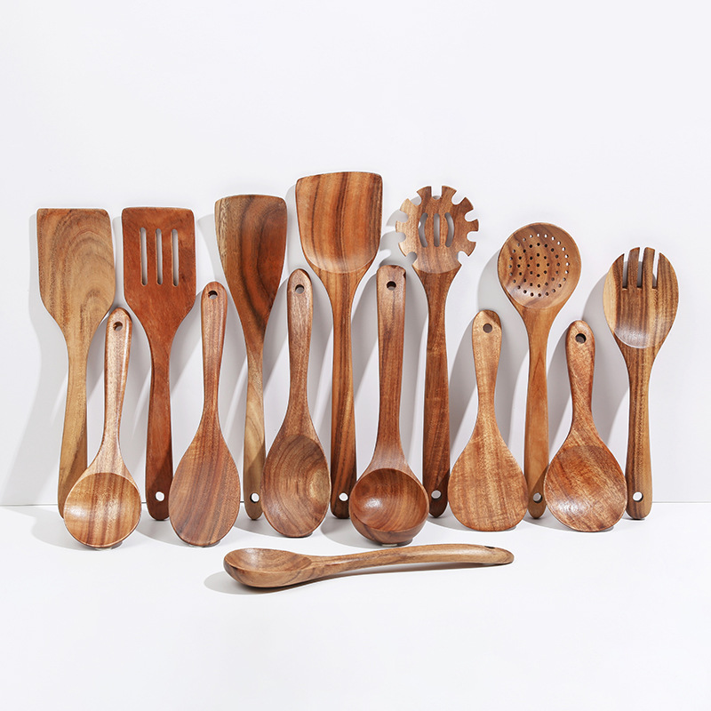 Set d'ustensiles de cuisine en bois 5 à 10 pièces 24