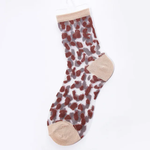 Crystal Socks Breathable Socks Mesh Middle Tube Coffee Point Pink - Shop at LoveMi