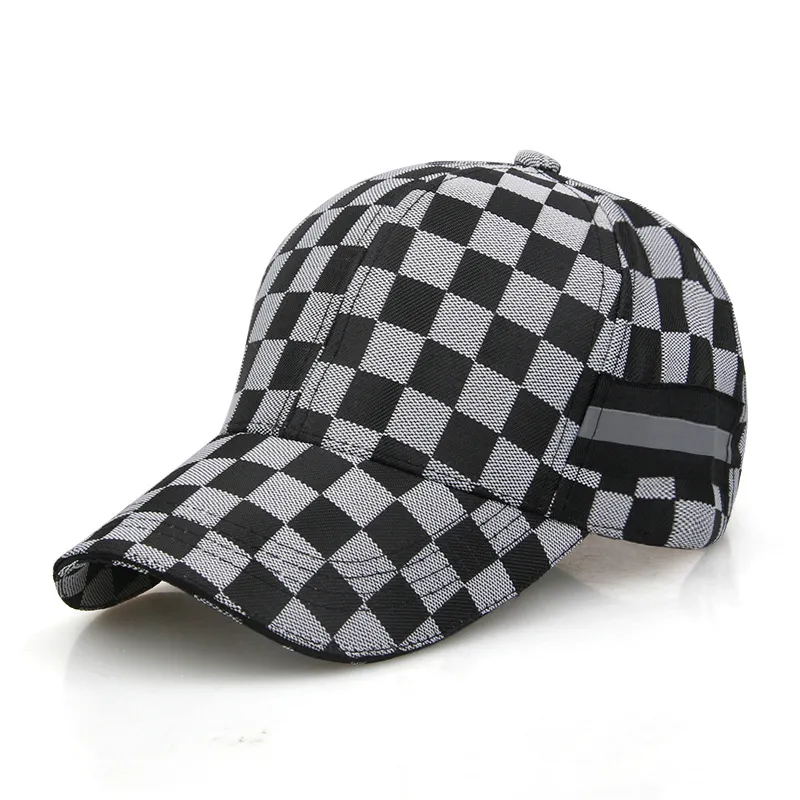 European And American Plaid Outdoor Sports Baseball Cap Casual Sun-proof Sunshade - Black
