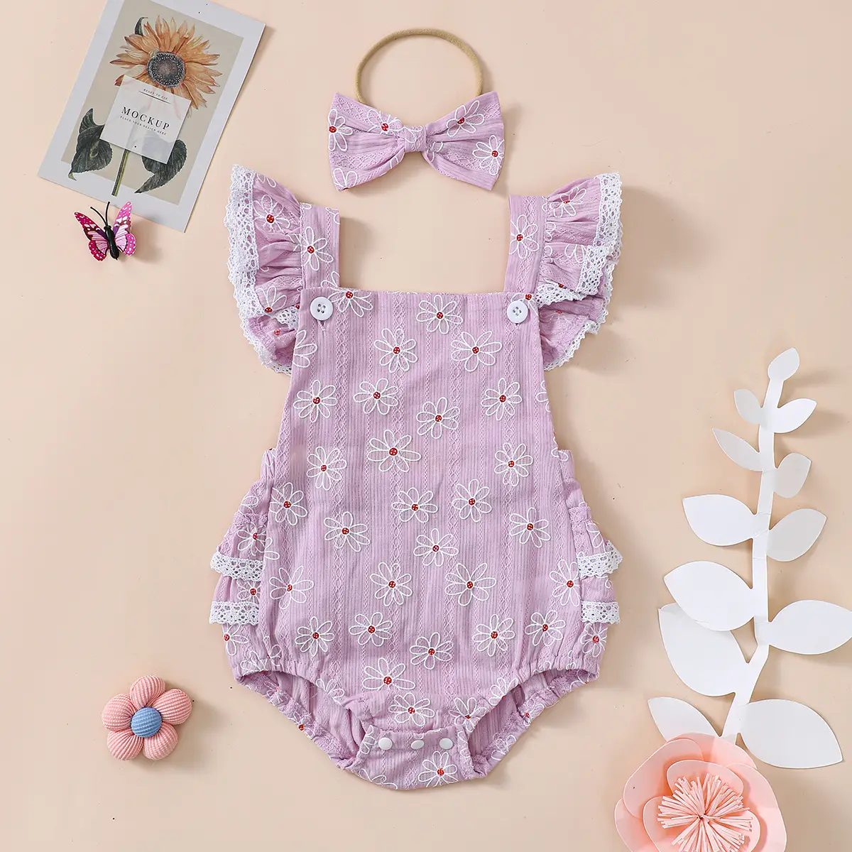 Baby Girl Summer Lace Sling Romper