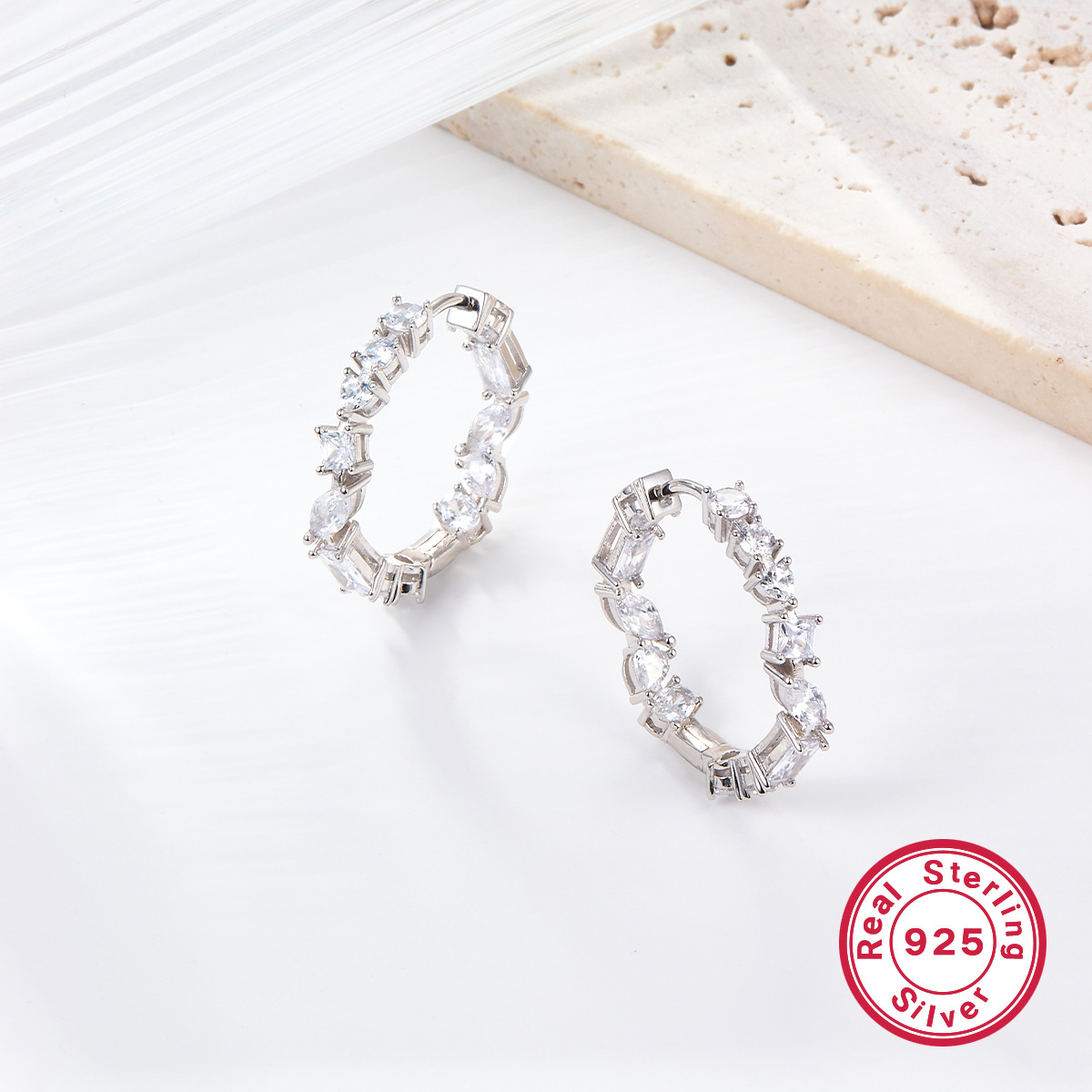 Irregular Zircon Earrings Light Luxury High-grade