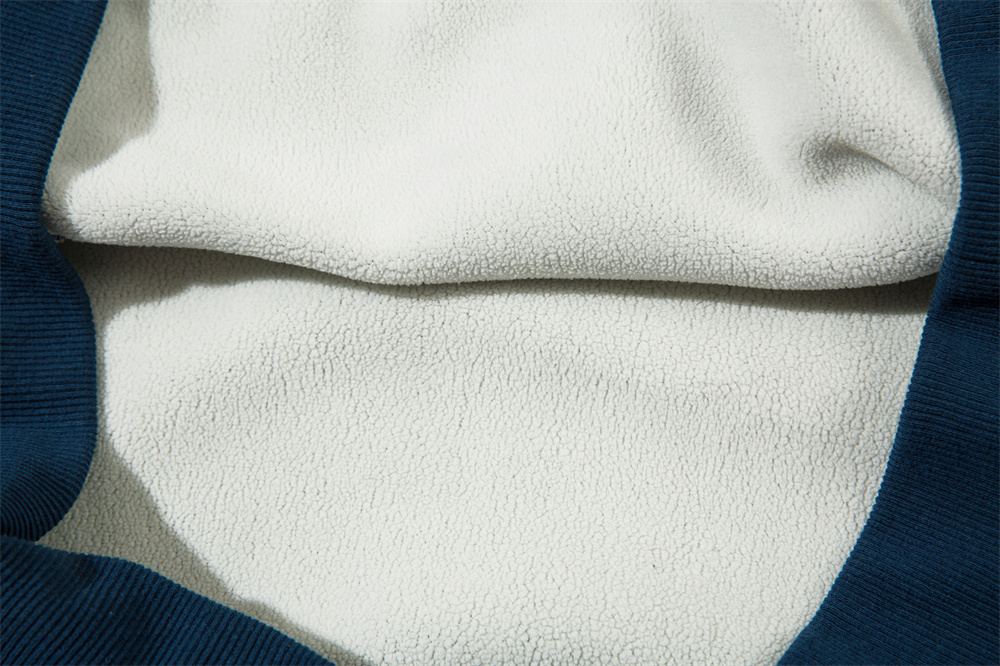 Color Contrast Patchwork Alphabet Plus Velvet Sweater Men