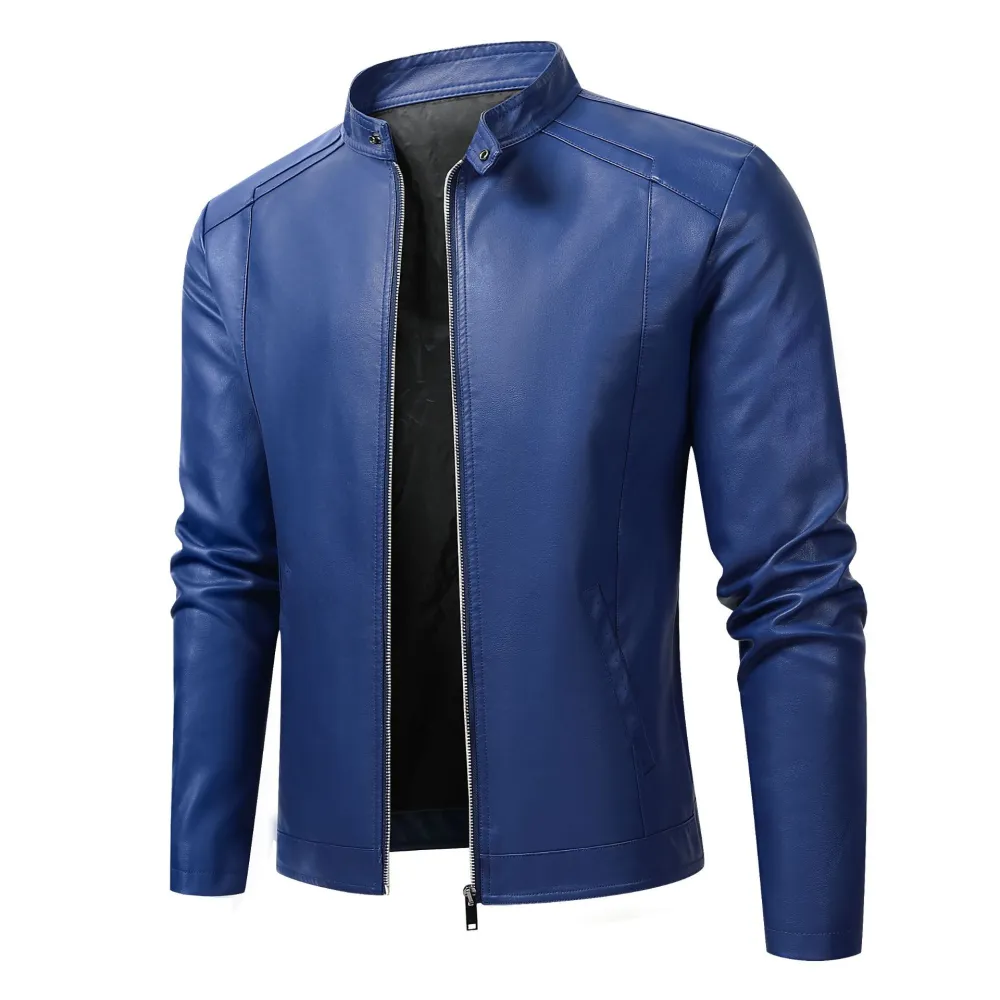 Men's Slim Casual Leather Jacket Motorcycle Jacket