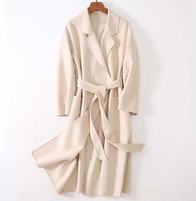 Autumn And Winter Water Ripple Reversible Cashmere Coat High-end Bathrobe