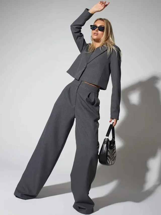Fashion Casual Short Small Suit Slim Suit Women's Suit Dark Gray - Shop at LoveMi