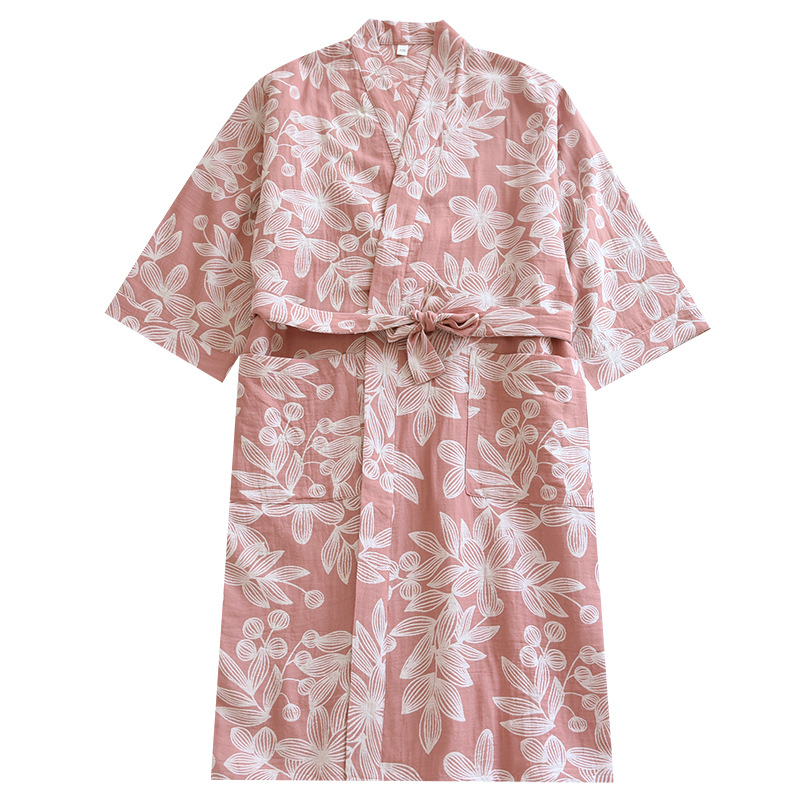 Double-layer Gauze Jacquard Pure Cotton Bathrobe Women's Soft