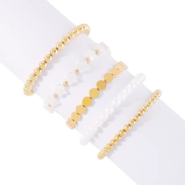 Geometric Popular Vacation Style Beaded Bracelet Suit Five Pointed Star - Shop at LoveMi