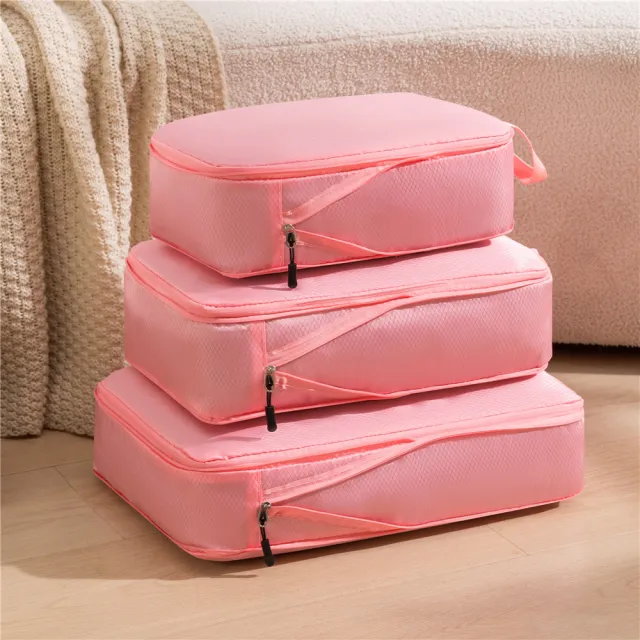 Travel Clothing Compression Storage Bag Three piece Set Pink - Shop at LoveMi
