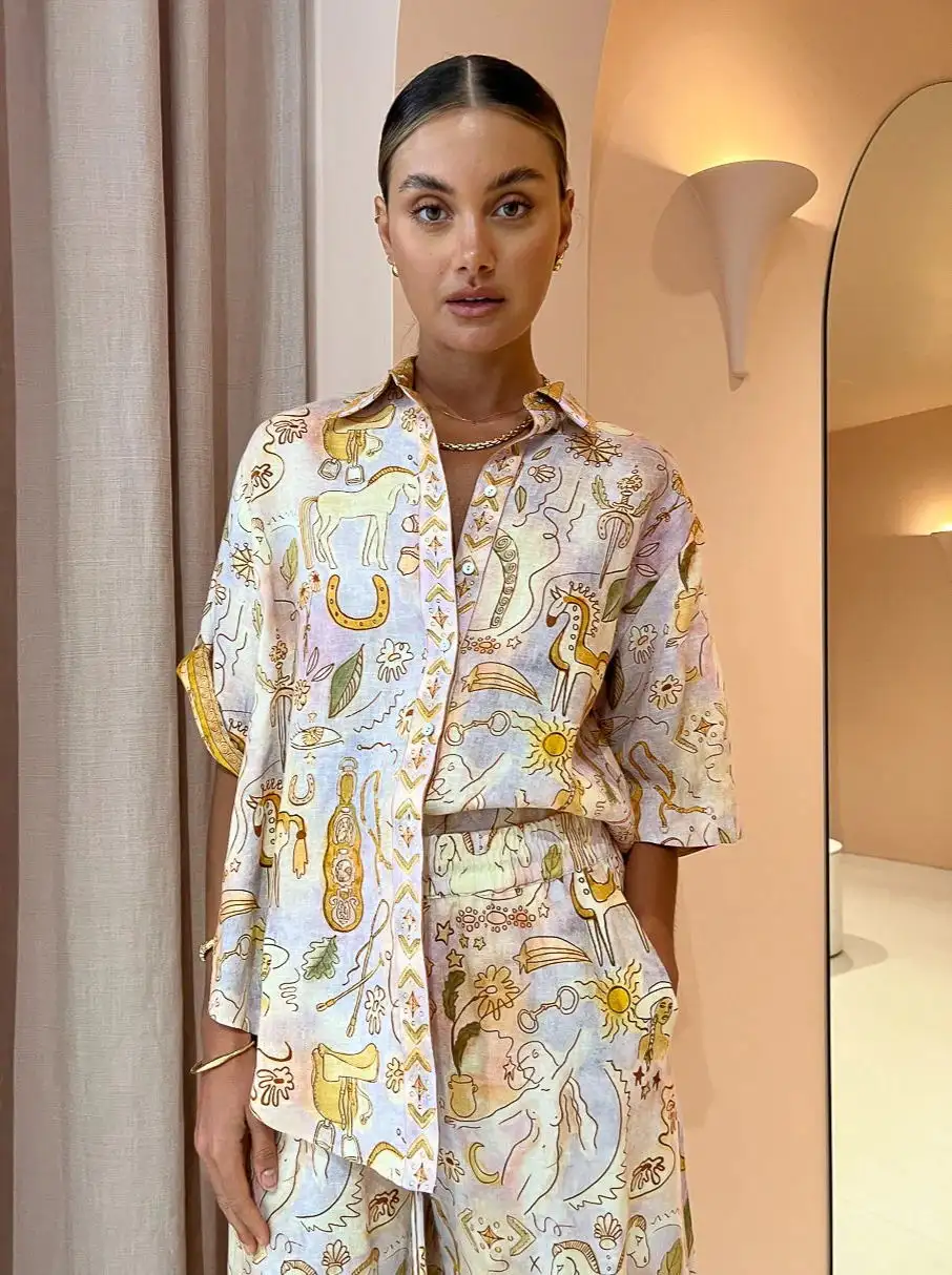 Spring And Summer New Casual Pocket Half Sleeve Suit INS Loose Fashion Women's Wear Two-piece Suit