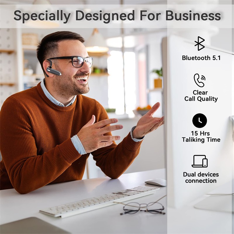 Wireless Bluetooth Headset Ear-mounted Digital Display Waterproof And Noise Reduction - Image 7