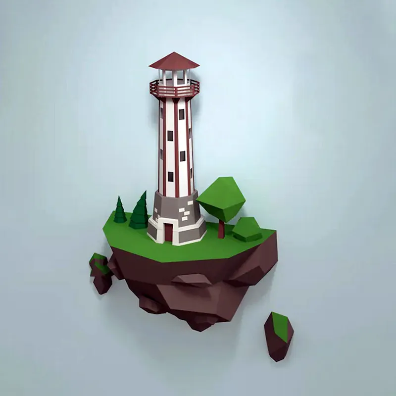 46cm Island Lighthouse Paper Model Home Wall Hanging Wall Decorations – image 4