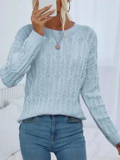 Idle Style Solid Colour Sweater Women's Autumn And Winter Soft Glutinous - Blue - View 1