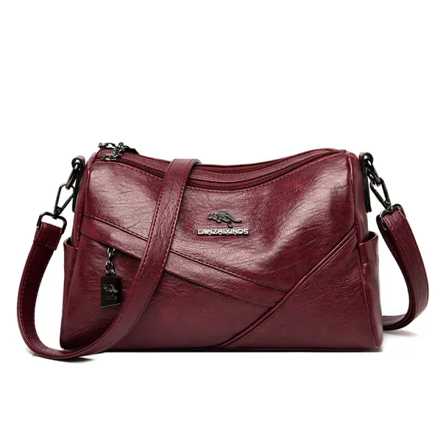 New Fashion Soft Leather Shoulder Large capacity Crossbody Bag Red - Shop at LoveMi