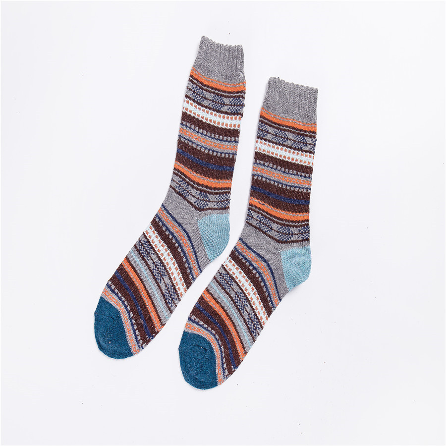 Title 15, Chaussettes en laine épaisses rayées pour homme...