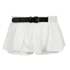 Vacation Leisure A- Line Lotus Leaf Miniskirt - White - View 1