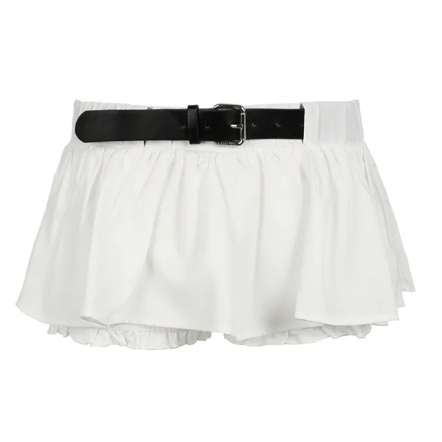 Vacation Leisure A Line Lotus Leaf Miniskirt White - Shop at LoveMi