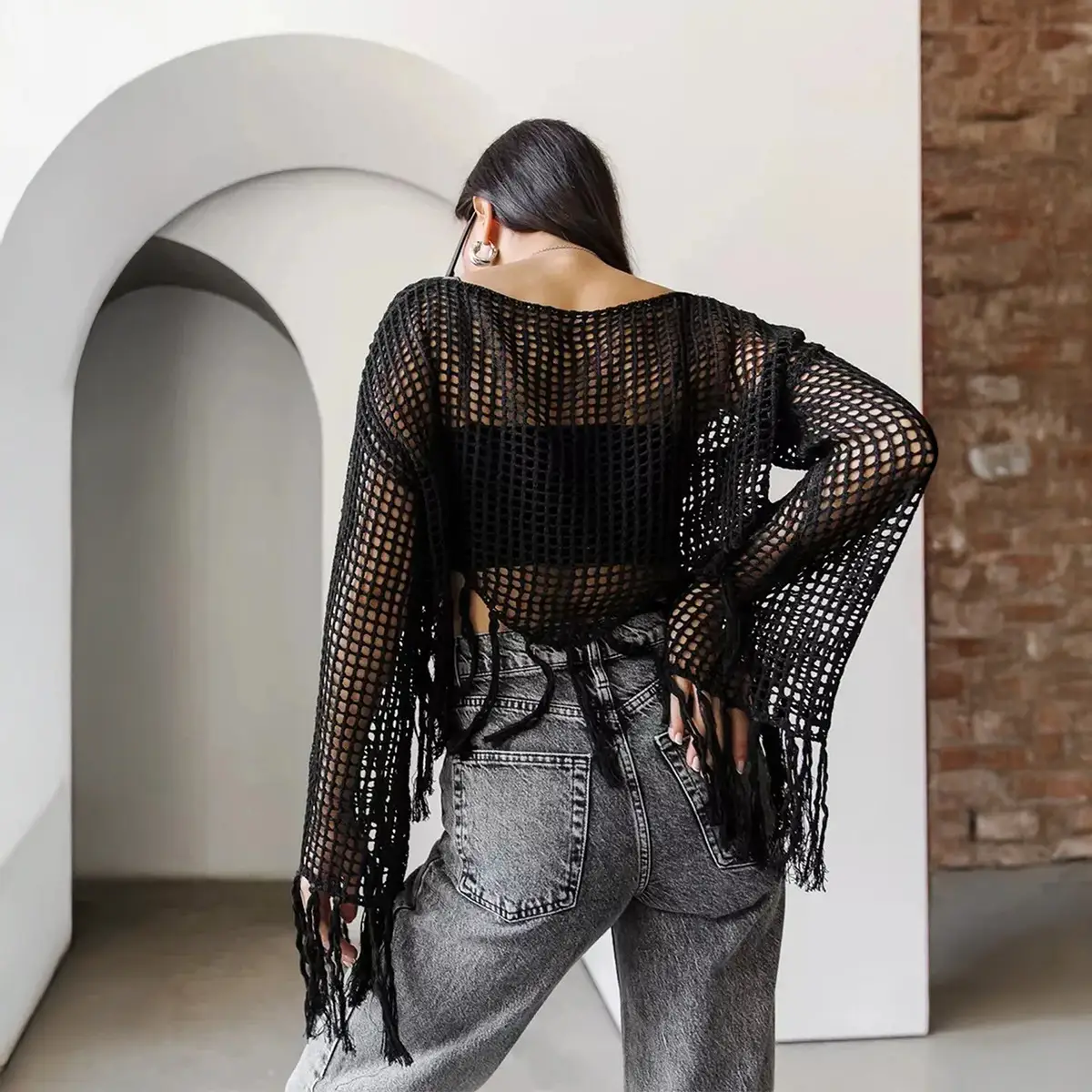 Women's Knitted Hollow-Out Top Blouse