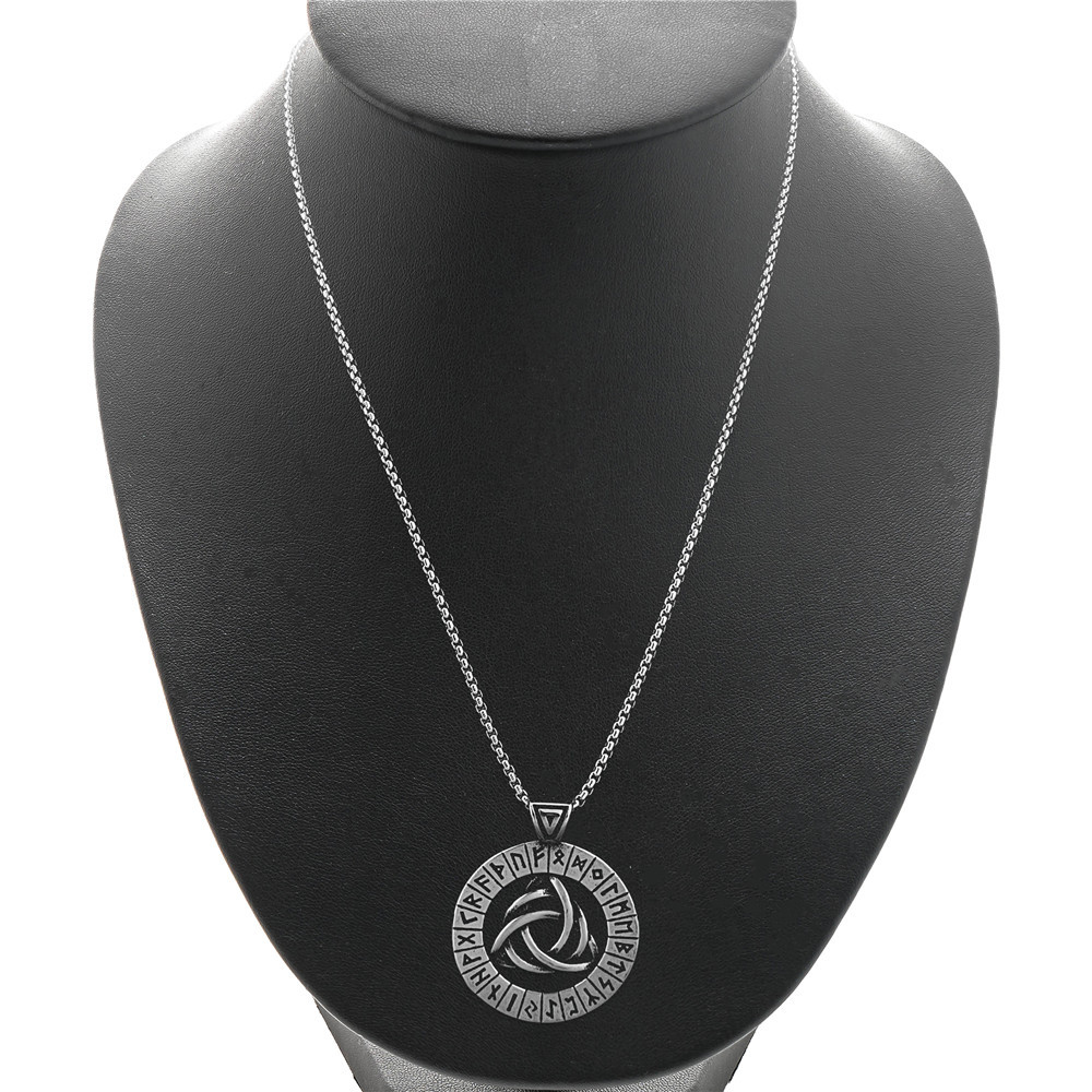 Circle Luen Rune Triangle Electroplating Titanium Steel Pendant Necklace