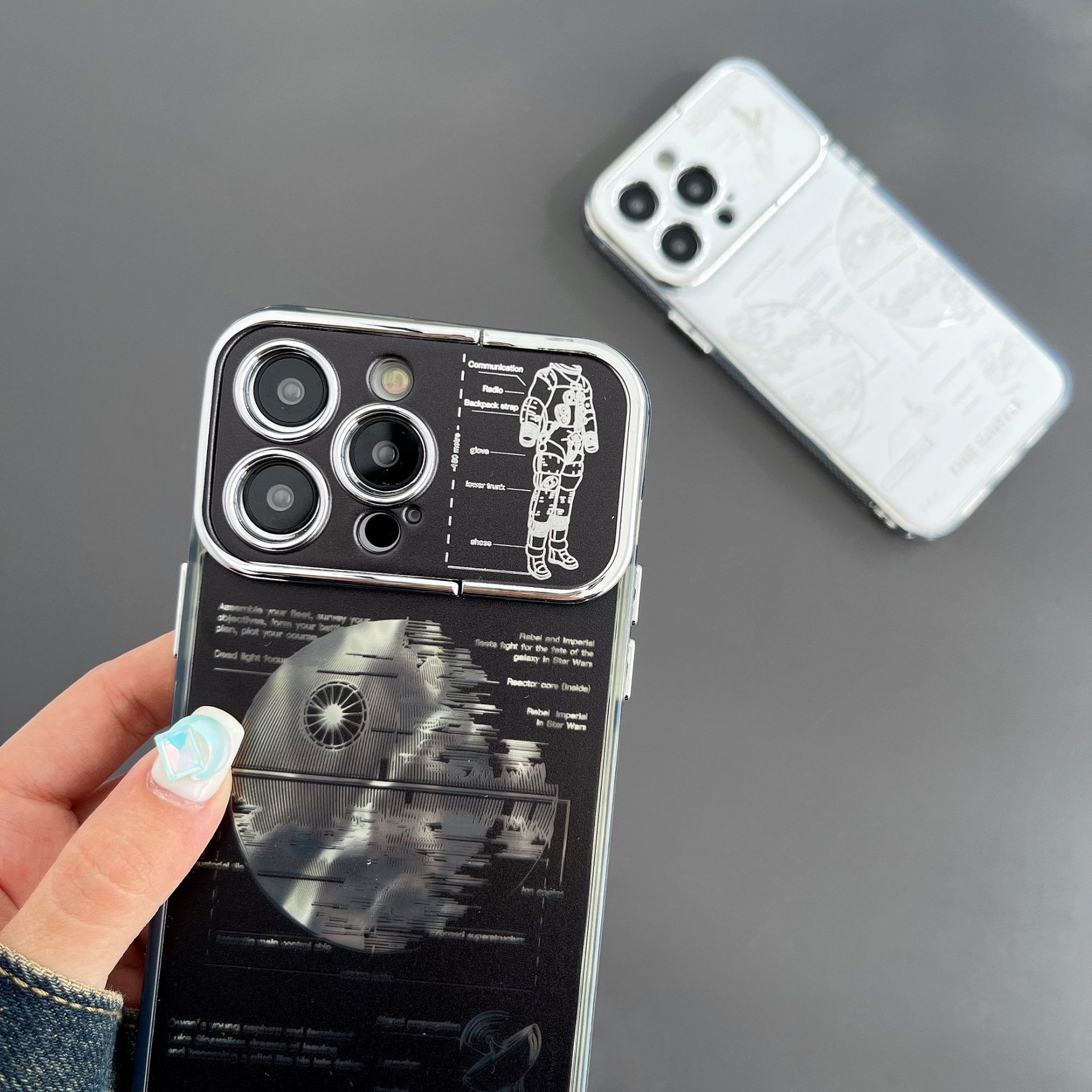 Pleated Bracket Phone Case Metal Planet - Image 2