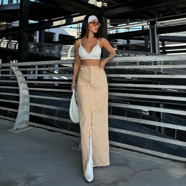 A Line Midi Dress Women's Fashion Spring And Summer Ls3873 Khaki - Shop at LoveMi