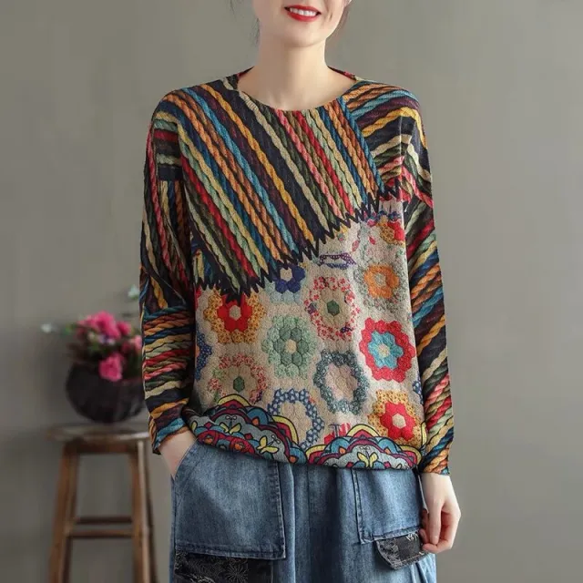 Ethnic Print Sweater Loose Leisure Pullover - Shop at LoveMi