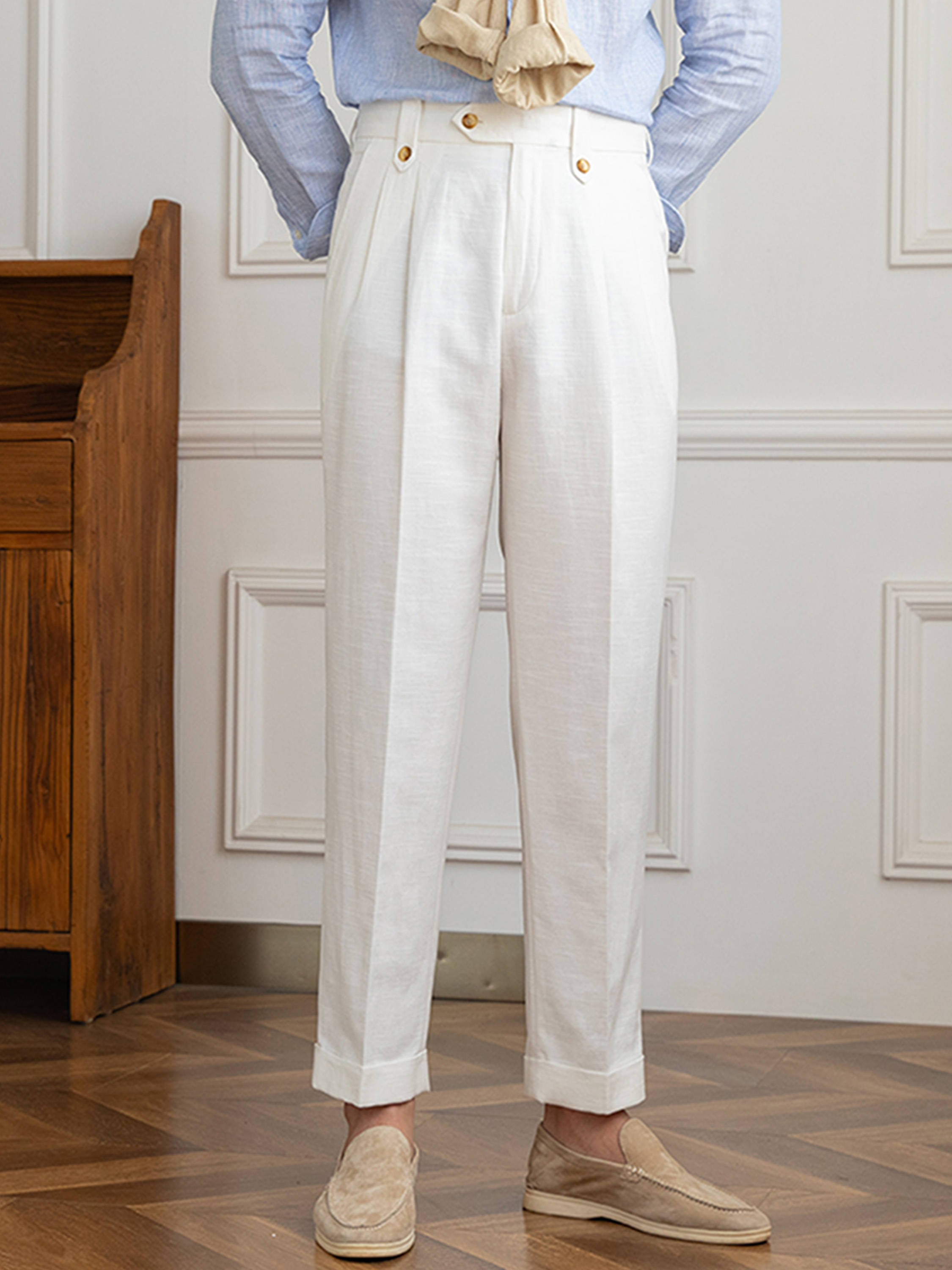 Cotton And Linen Thin Breathable Casual High Waist Straight Pants