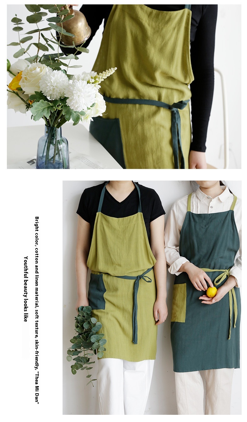 Cotton Chef Apron Summer Work Clothes Erasable Hand Overclothes
