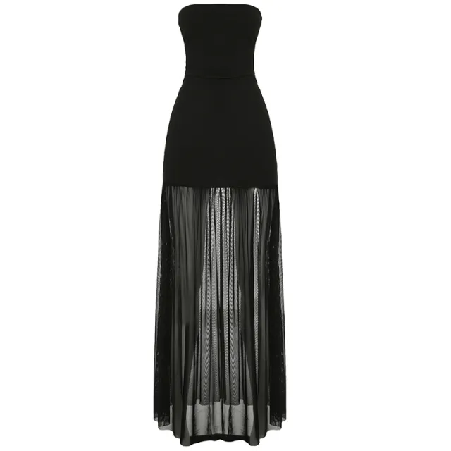 Women's Elegant Mesh Tube Top Dress Black - Shop at LoveMi