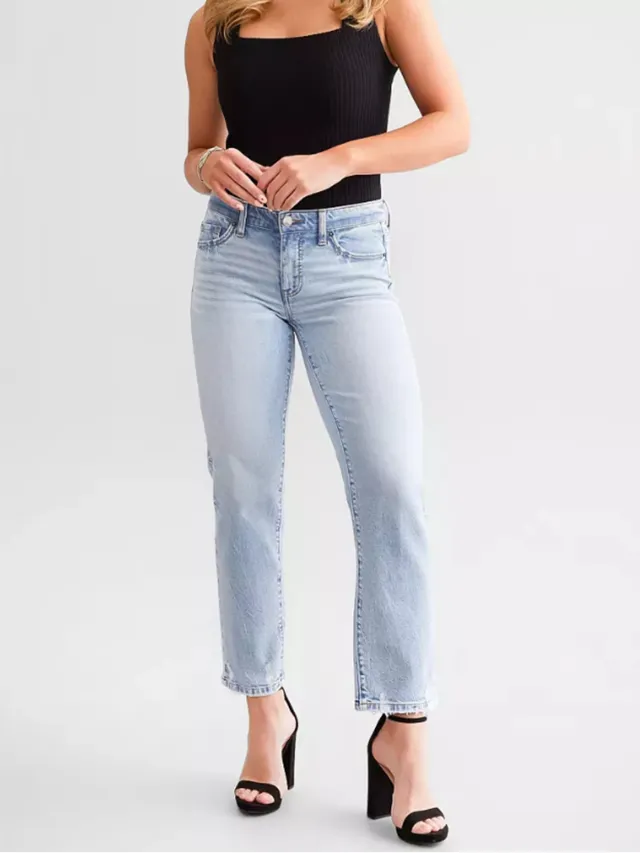 Women's Blue High Waist Straight Micro Elastic Jeans Light Blue - Shop at LoveMi