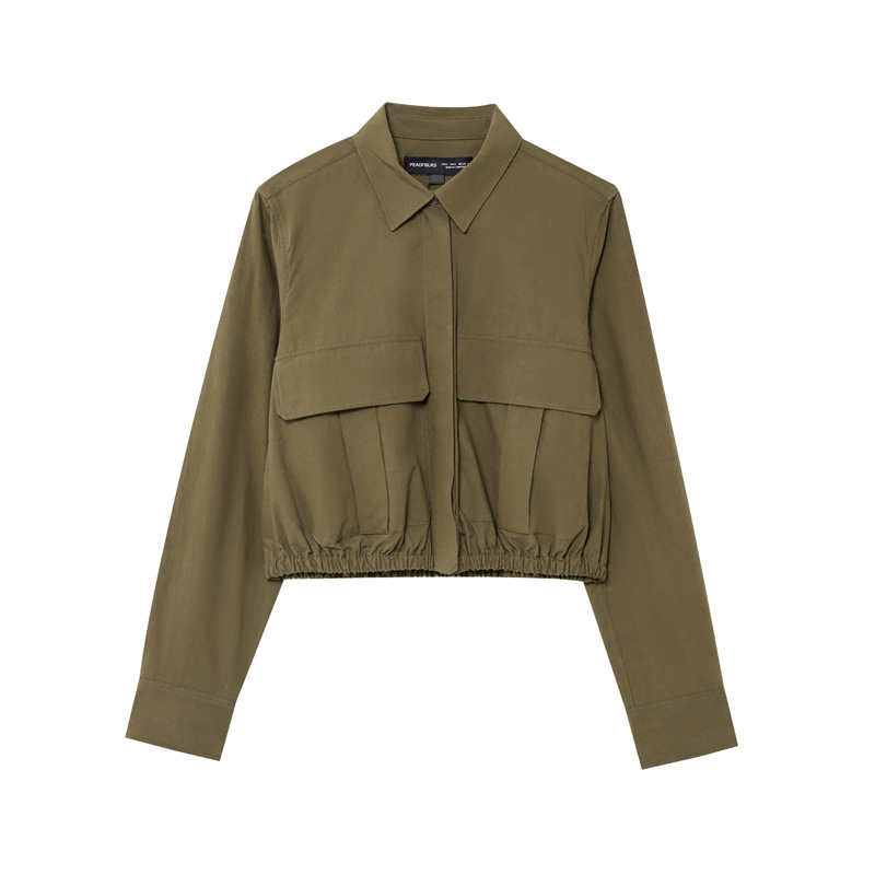 European And American Tuyere Pocket Decoration Short Shirt Leisure Skirt Top L - Shop at LoveMi