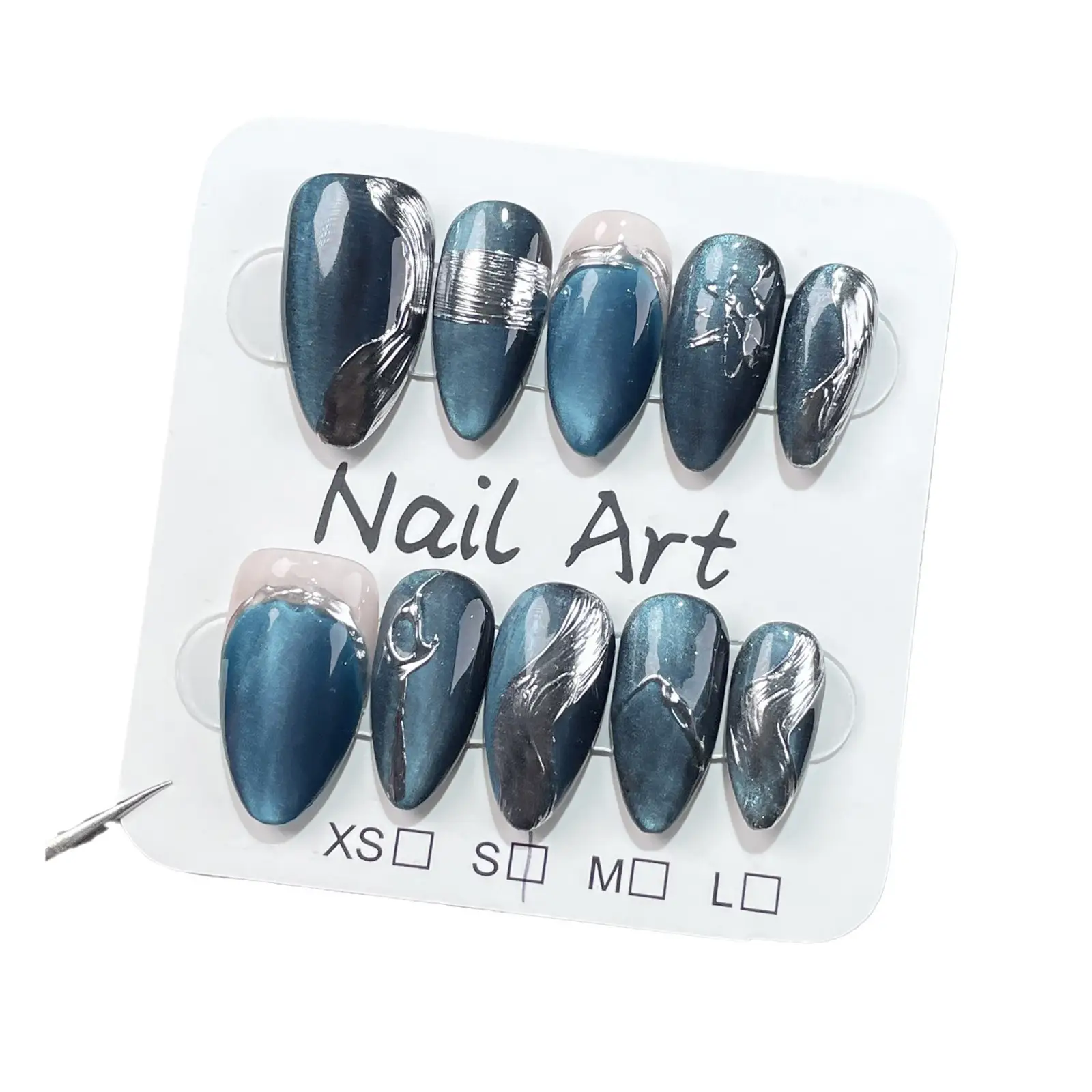 Minimalist, High-end Velvet Cat-eye Artificial Nails Irregular Design