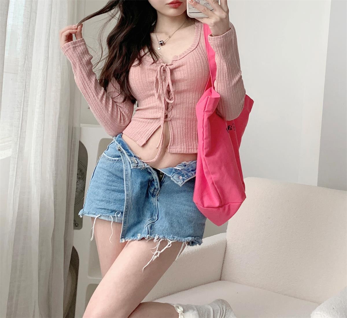 Fashion Ladies Bow Long Inner Bottoming Shirt