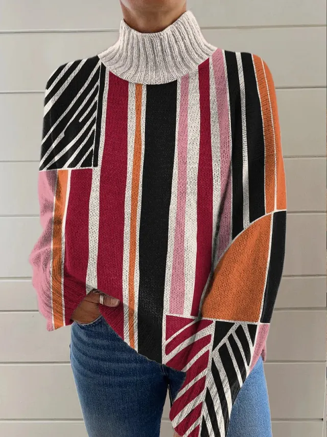 Christmas Women's Printed Wear Turtleneck Sweater 4 E127 - Shop at LoveMi