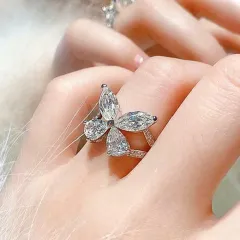 Exquisite Teardrop-shaped Ultra-fairy Butterfly Ring For Women, Internet-famous - White Gold Color - View 1