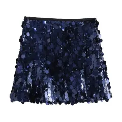 Sequined Sheath Skirt Mini Women - Blue - View 1