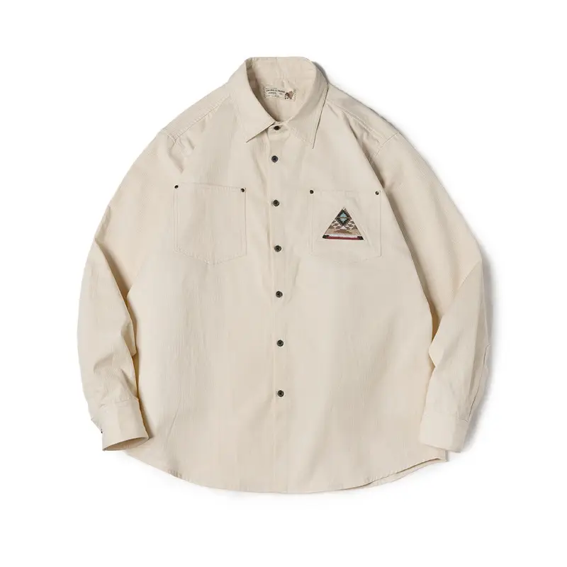 Men's Retro Indian Totem Creamy-white Long-sleeved Shirt