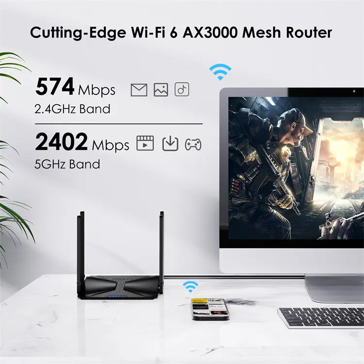 AX3000 Dual-Band Gigabit Mesh Wireless Wi-Fi 6 Router