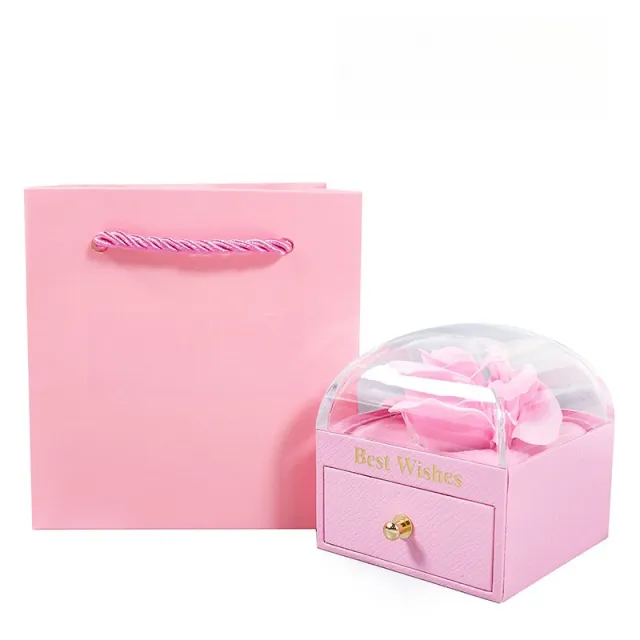 Jewelry Storage Box Single Rose Drawer Box Macaron Ring Necklace Packaging Box Jewelry Box Pink - Shop at LoveMi