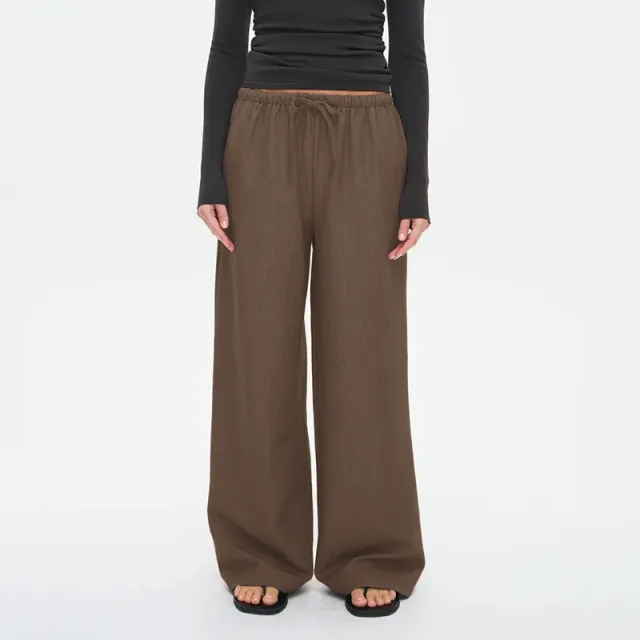 Women's Waist Drawstring Straight leg Trousers Casual Pants Brown - Shop at LoveMi