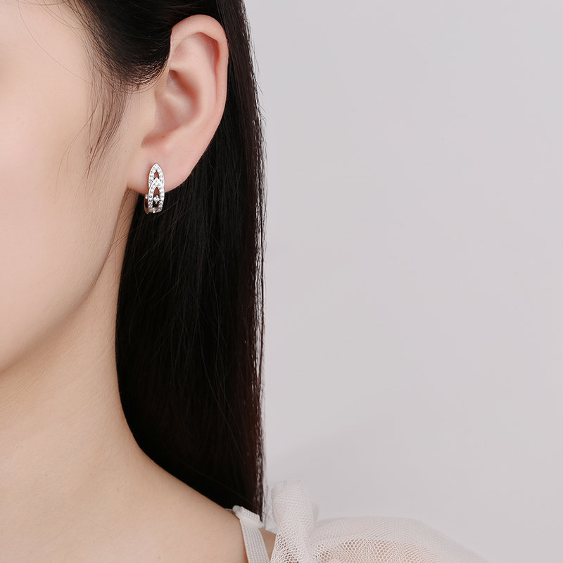 Ins Style Earrings Micro-inlaid Geometric Large Zircon Earrings