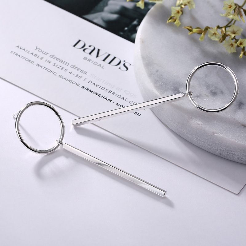 S925 Sterling Silver European And AmericanKorean Ring Simple Personality Trendy Wild Earrings