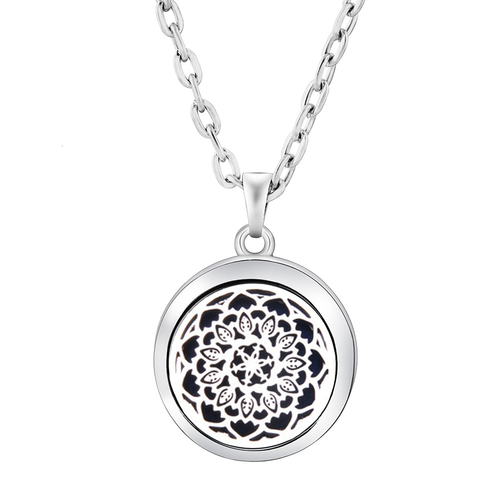 Pendant Perfume Locket Stainless Steel Essential Oil Diffuser Women's Necklace
