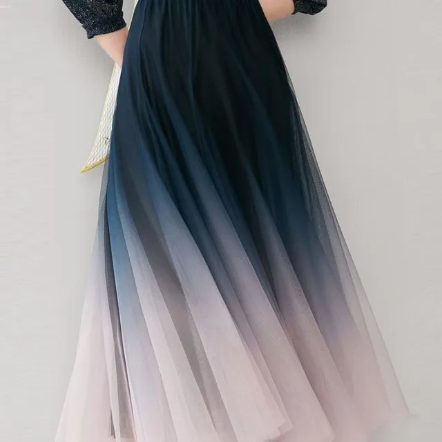 Mesh High Waist Large Swing A Line Gradient Skirt - Shop at LoveMi