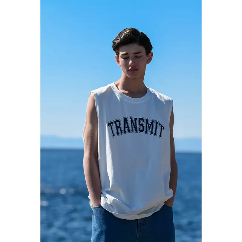 American Sports Casual Letter Print Round Neck Sleeveless Vest