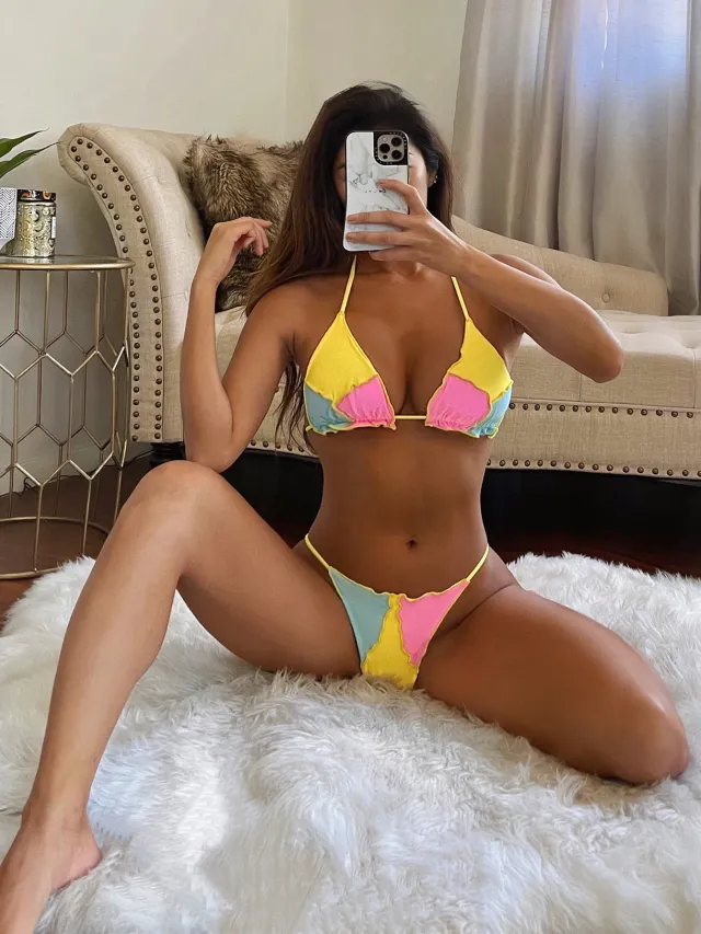 European And American Foreign Trade Split Swimsuit Stitching Bikini Yellow - Shop at LoveMi
