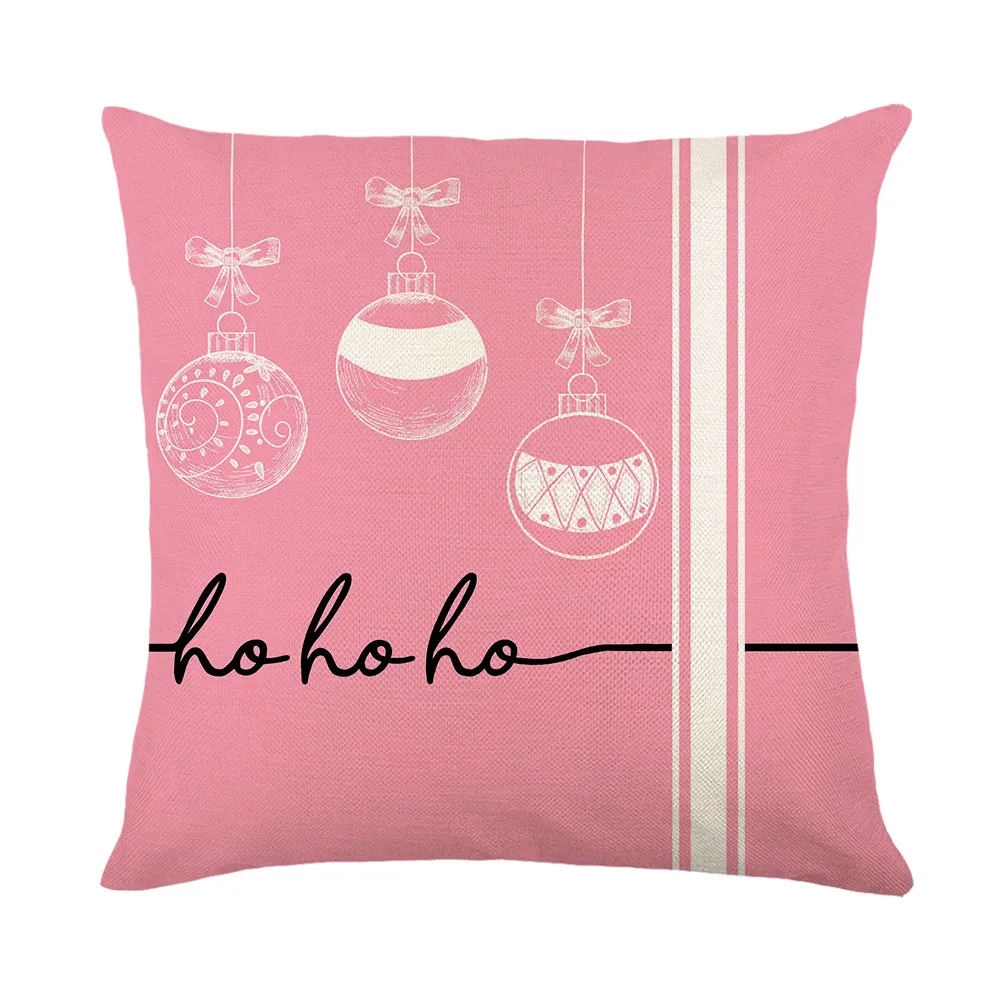Christmas Pillow Cover Linen Letter Printing - Jym378 1