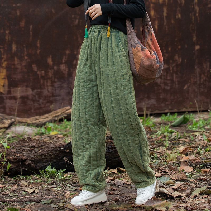 Fashionable All match Casual Slim Women Cotton Pants Bronze Green Fried Color - Shop at LoveMi